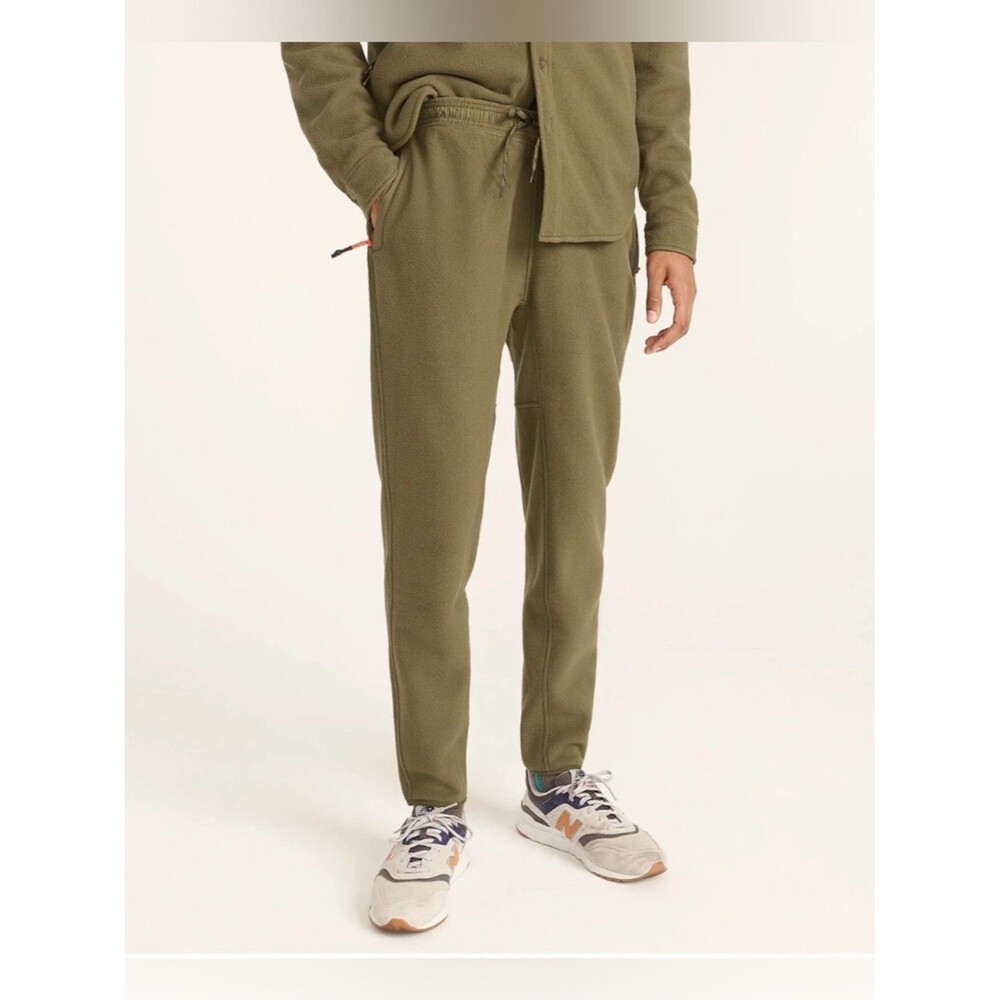J. Crew Nordic Men’s Active Microfleece Olive Green Fleece Joggers. Size L